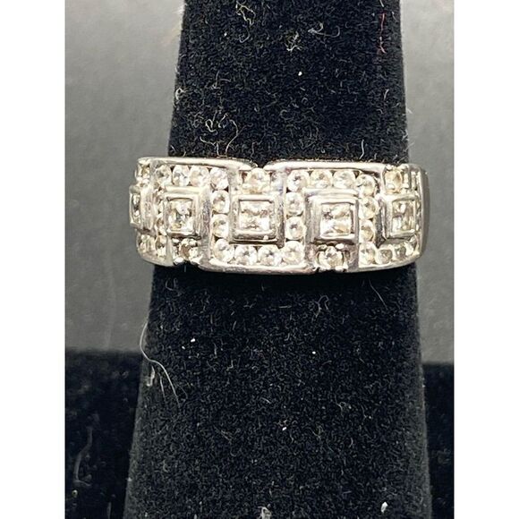 MEDA sterling silver 925 princess cut and round CZ band size 6 - Picture 3 of 8